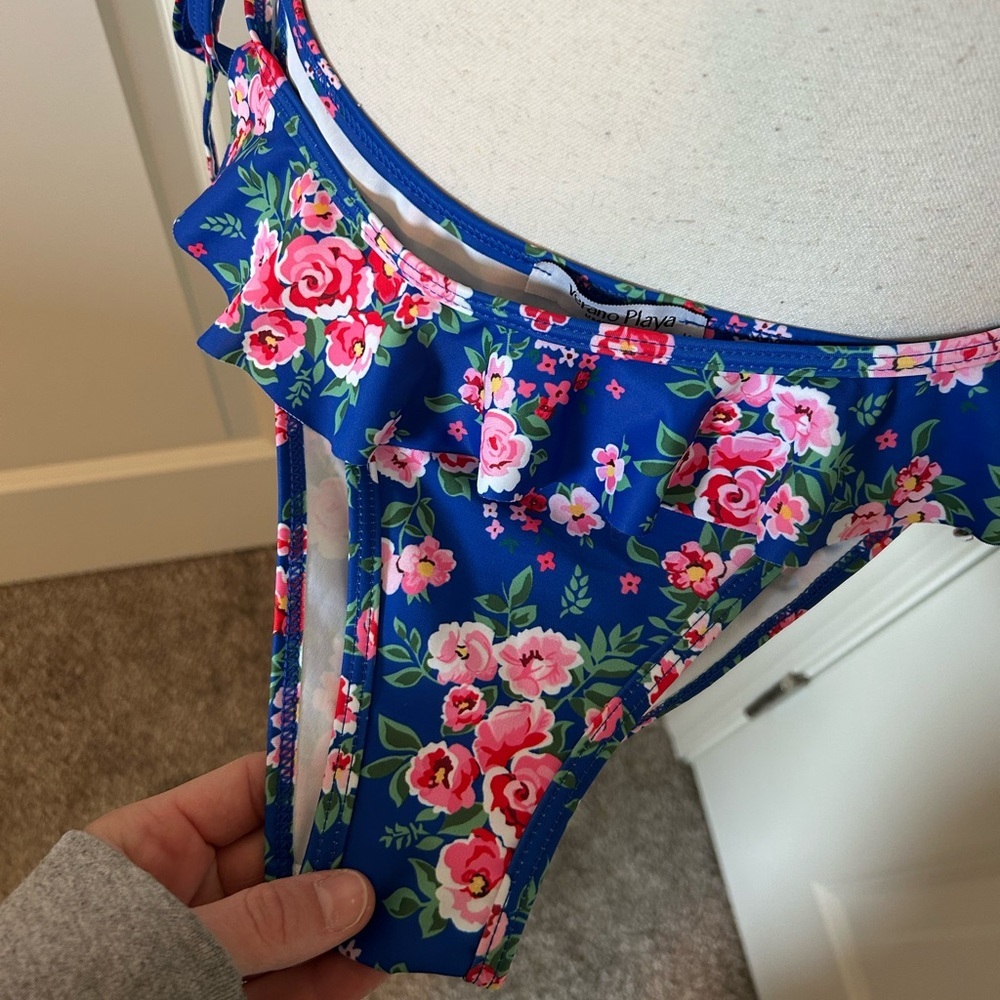 Floral Blue Ruffle Bikini Set - Picture 5 of 9
